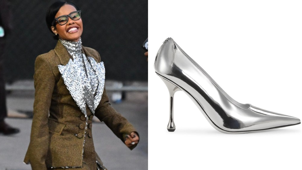 Teyana Taylor Celebrates First Golden Globes Nomination in Jimmy Choo Ixia Metallic Pumps on ‘Jimmy Kimmel’