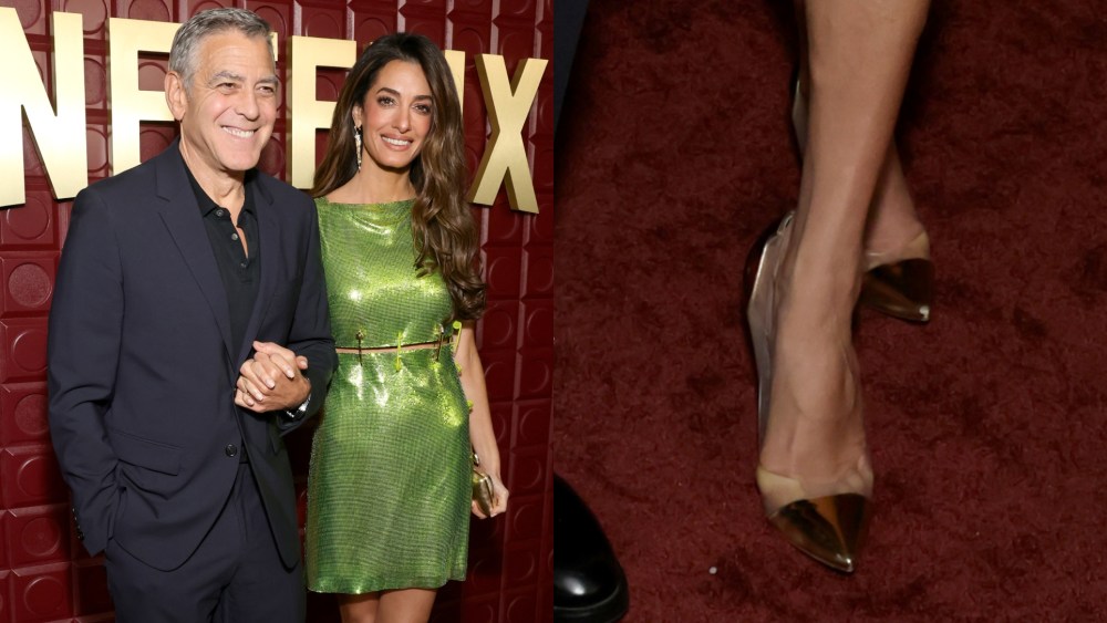 Amal Clooney Embraces Clear Shoe Trend in Gianvito Rossi for Netflix’s Golden Globes After Party