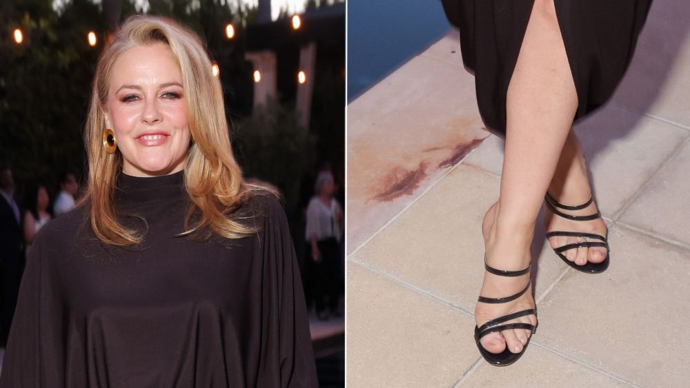 Alicia Silverstone Reaches for an Oscars Weekend Staple in Black Minimalist Mules