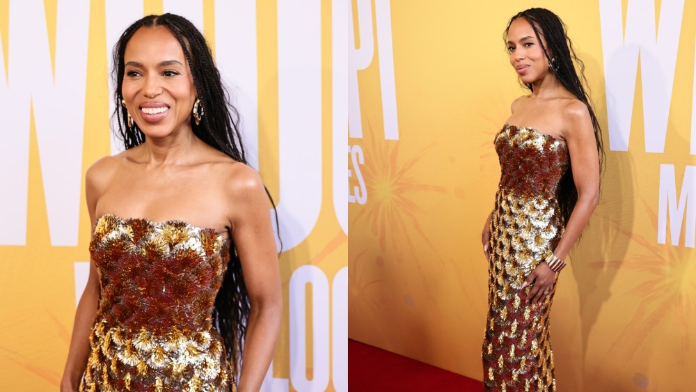 Kerry Washington Glitters in Oscar de la Renta Gold